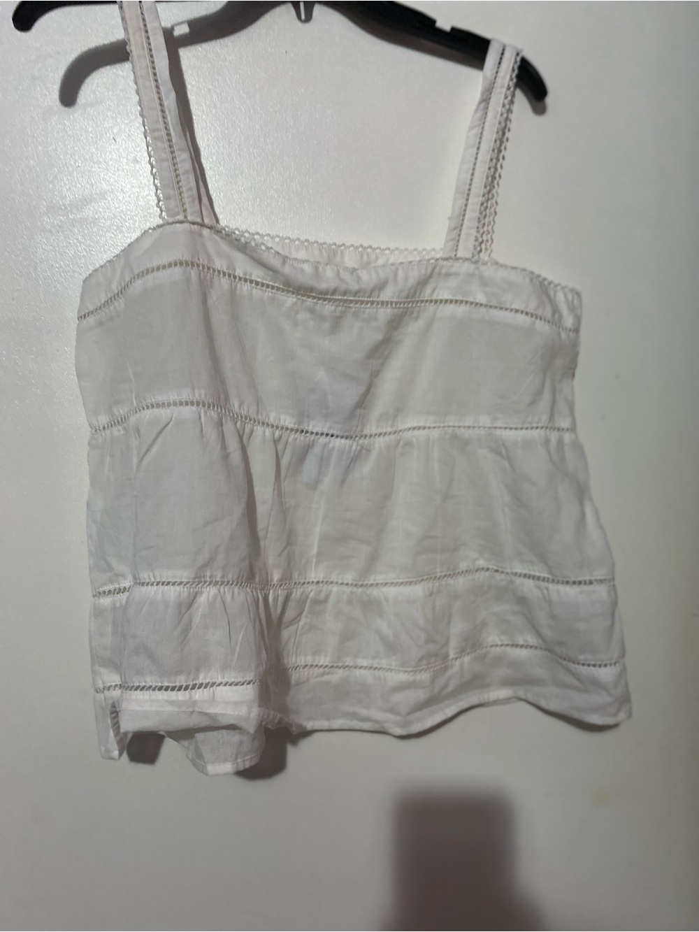NWT Classic White 100% Cotton Camisole with Ladder Stitch Detail